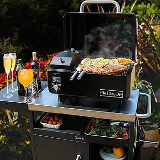 Portable Wood Pellet Grill & Smoker, 8 in 1 Outdoor Electric Grill Table Grills for RV Camping Tailgate RV BBQ Smart Control