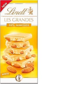 Lindt Les Grandes White Chocolate Bar With Sweet Caramelized Almond Pieces - a luxury chocolate bar, 150 g
