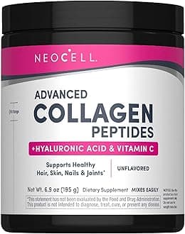 NeoCell Collagen Peptides Powder | 6.9 oz | Unflavored Supplement | with Vitamin C and Hyaluronic Acid | Advanced Formula | Hair, Skin, & Nails | for Women and Men