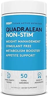 RSP Nutrition QuadraLean - Stimulant Free Weight Management, Metabolism Booster, Energy & Appetite Support - CLA, L-Carnitine, Green Tea Extract, Non-Stim Formula, 50 Serv (Packaging May Vary)