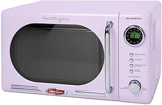 Nostalgia Countertop Microwave Oven with Easy Clean Interior- Retro Microwave with LED Display & Child Lock- Compact 0.7 Cu Ft Oven With 12 Pre-Programmed Settings for any kitchen- 700-Watts- Lavender