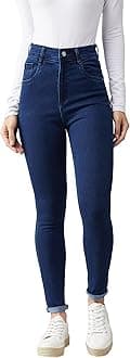 Miss Chase, Miss Chase Women's Navy Blue Skinny Fit High Rise Clean Look Regular Length Stretchable Denim Jeans, Women, Jeans
