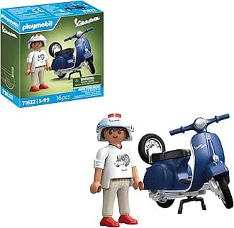 Cars 71622 1969 Vespa 150 Sprint Veloce, Blue, Faithful Model for Collectors and Fans Includes Versatile Accessories and Removable Spare Wheel
