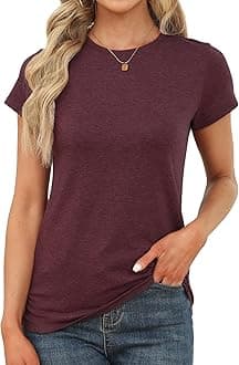 Memorose Womens Short Sleeve Tops Summer T Shirts Round Neck Causal Fashion Basic Tee