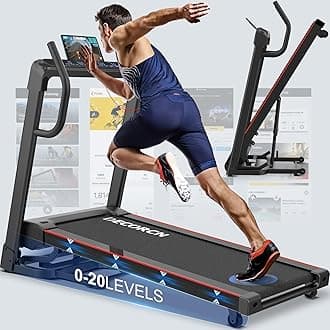 Folding Treadmill for Home, 7HP, 20 Auto Incline, 18km/h, 180KG limited, Foldable Running Machine for Heavy People 150KG or More with 3 APP, LED, Bluetooths, Silent Walking Pad for Home Office Gym