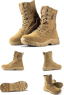 FREE SOLDIER Men's Work Tactical Boots 8 Inches Lightweight Combat Boots Durable Suede Leather Military Boot Desert Boot