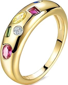Chunky Gold Plated Rings for Women - Trendy Cubic Zirconia 14k Gold Filled Stackable Rings