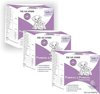 Prebiotics & Probiotics for Dogs & Cats - Dog Gut Health Supplement - Dog Diarrhea Medicine - Pro Belly for Dogs Gut - Dog Supplement Powder-Pre & Probiotic (Pack of 3 (60 SACHETS))