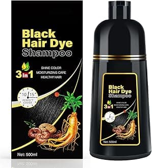 Brown Hair Dye Shampoo 3 in 1 for Women and Men - Gray Coverage Color Instant Herbal Ingredients - Long Lasting 500ML