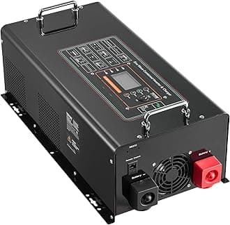 Pure Sine Wave Inverter Charger, 6000 Watt, DC 24V to AC 120V, Battery Charger with LCD Display, Remote Control, Solar Inverter for Off-Grid Solar RV Boat Home, Compatible with Various Batteries