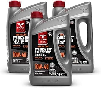 TRIAX Synergy SRT 10W-40 - Full Synthetic, Friction Modified Engine Oil - 20K Miles, API SP Licensed, 3x Wear Protection - Nano Boron and Moly Friction Modified (5 Quart - 3 Pack)