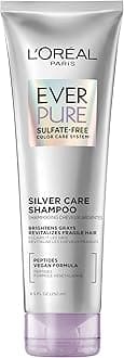 L'Oreal Paris EverPure Brightening and Nourishing Shampoo for Gray Hair, Sulfate-Free Vegan Formula with Peptides, 8.5 Fl Oz