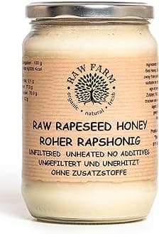 Raw Farm - Pure Raw Rapeseed Honey - Unfiltered, Unheated, Unprocessed, Cold-Extracted – Rich in Enzymes & Pollen, Straight from RAW FARM Bee hives 900 g