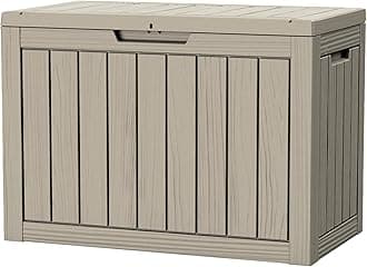 45GAL Brown Outdoor Storage Deck Box with Lock Hole- Waterproof, SGS - Tested UV Protection, Perfect for Storing Patio Pillows and Pool Floats, Sturdy Design for All - Weather Use