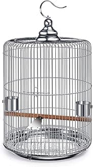 Hanging Birdcage Pet Supplies Stainless Steel Bird Cage Outdoor Bird Villa Round Birdhouses (Size : 44cm high)