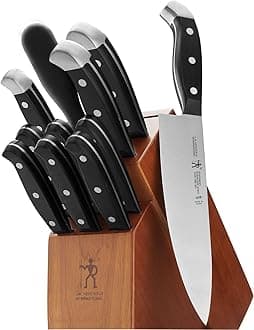 Premium Quality 12-Piece Knife Set with Block and Knife Sharpener, Razor-Sharp, German Engineered Knife Informed by over 100 Years of Masterful Knife Making, Brown Block