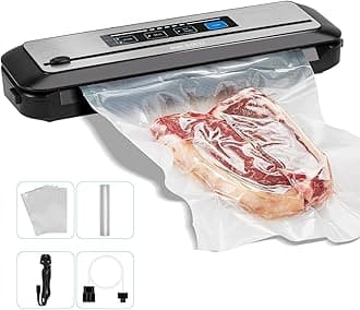 – INKBIRD Vacuum Sealer Machine INK-VS01 with Starter Kit, 80kPa One-Touch Automatic Sealing Machine for Food Preservation Storage, Preserving Moist/Dry Foods Packer with Built-in Cutter & BPA-Free 220V