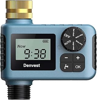 Hose Timer with Brass Inlet, Water Timer for Garden Hose Faucet, Sprinkler Timers Outdoor, Irrigation Timers with Rain Delay/Manual for Garden/Outdoor Hose, Yard, Lawns, 1 Outlet