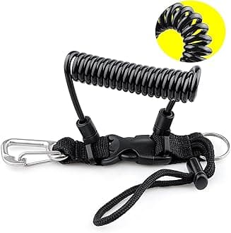 Scuba Diving Coil Landyard, Stainless Steel Spring Coiled Camera Lanyard with Quick Release Metal Buckle