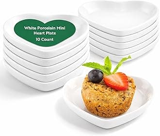 Restaurantware Porcelain Heart Mini Plates, 10 Reusable Dishwasher Safe Plates, 1 oz, Microwavable, Oven-Ready, White, Ideal for Weddings, Appetizer Dessert Plates