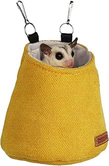 Sugar Glider Pouch - Warm Nest Bed, Sleeping Pouch Bag for Sugar Glider Accessories and Toys, Small Animal Cage Sleep Bag, Sack Swing Hanging Bed (Yellow)