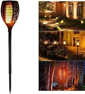 YU WELL Pack of 1 Solar Flickering Flame Torch Light 58cm LED Waterproof Torch Light for Garden Lawn Patio Halloween Outdoor Décor