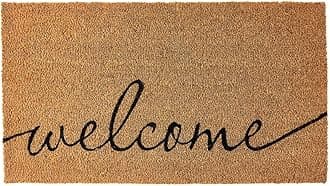Coco Coir Door Mat with Heavy Duty Backing, Welcome Doormat (17" x 30"), Doormat Entrance (Welcome1-1Pack)