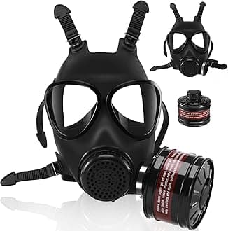 Full Face Respirator Gas Mask - Gas Masks with 40mm Activated Carbon Filter, Reusable Dust Mask Against Gases/Dust/Chemicals/Vapor/Fume Fit for Cosplay Polishing, Painting, Spray, Sanding Work