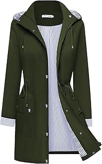 BBX Lephsnt Rain Coats for Women Waterproof Rain Jacket Lightweight Windbreaker Outdoor Hooded Trench Coat