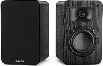 Passive Bookshelf Speakers for Record Player, Stereo Speakers with 4 Inch Woofer and Silk Dome Horn Tweeter for Turntable, Surround Sound System,PC and TV, Wall Mountable.