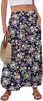 Women's Maxi Skirt Summer Trendy High Waisted Boho Flowy Long Skirts 2026 Spring Fashion Beach Vacation Clothes