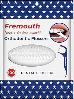 Fremouth 3-in-1 Braces Flossers - Orthodontic Dental Floss Picks, 100 Count (Pack of 1)