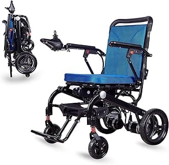 MaritSA Intelligent Lightweight Foldable Electric Wheelchair, Travel Size, Weights only 40 lbs - Serviced from USA - Detachabe Battery - 500W Motor Power