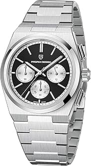 Pagani Design PD1761,Men's Watch,Stainless Steel Bracelet,100M Waterproof,Luminous Pointer,Chronograph,AR AF Coating