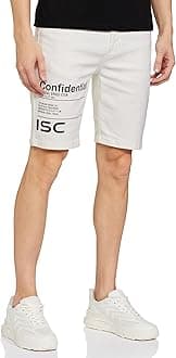 The Indian Garage Co Men Slim Fit Solid Mid-Rise Denim Shorts