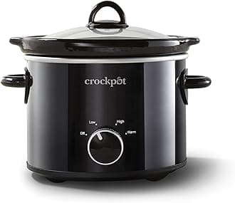 2-Quart Manual Slow Cooker, Feeds 2+ People, Great for Small Meals, Dips, & Sides; Removable Stoneware is Oven & Dishwasher Safe, Black