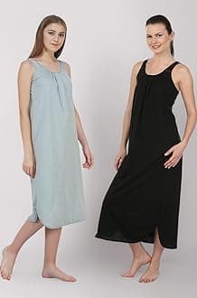 BLAZON Women's Cotton Hosiery Solid Maxi Nighty Slip (Pack of 2) Available Sizes: S, M, L, XL, 2XL, 3XL, 4XL, 5XL