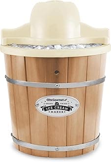 Elite Gourmet Maxi-Matic EIM-924L 4 quart Old Fashioned Electric Ice Cream Maker, Pine Bucket