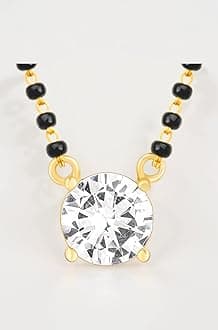 925 Silver Golden Classic Mangalsutra| Black Bead Necklace to Gift Women | With Certificate of Authenticity and 925 Stamp | 6 Months Warranty*