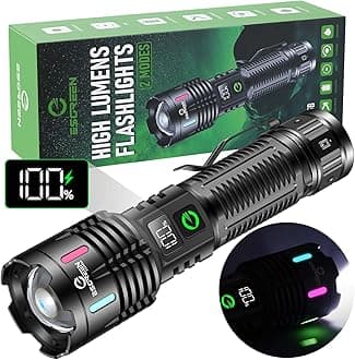 Esgreen Rechargeable Flashlights High Lumens 100000 Single 2 Modes, Super Bright LED Flashlight USB C Long Distance 3280ft, Powerful Long Lasting 10H Heavy Duty Strong Flash Light for Camping Hiking