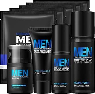 Cool Oil Control Mens Facial Care Kit, Mens Skin Care Kit With Face Wash, Moisturizer, Toner, Lotion, Face Mask, For Hydrating, Deep Cleansing, Men Skin Care Kit Gift Set For Birthday