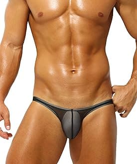Men's Sexy Low Rise Briefs See-through Ice Silk Bikini Soft Sheer Bulge Pouch Underwear