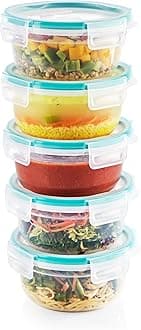 SnapwareTotal Solutions (5-Pack, 3.8 Cup) Plastic Food Storage Containers Set, Airtight & Leakproof Locking BPA-Free Lids Tupperware, Freezer Dishwasher Microwave Safe