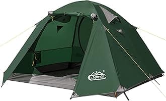 2-3 Person Backpacking Tent with Double Door 2 Vestibule, Waterproof Windproof Lightweight Easy Set Up 3 Season 2 Man Two Person Tent for Camping, Hiking, Motorcycle, Mountaineering with UPF 50+