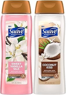 Body Wash Variety 2-Pack, Sweet Vanilla Silk + Coconut Kiss – Gentle Body Washes with Blend Oil Essence, 18 Oz Ea