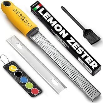 Stainless Steel Cheese and Citrus Zester Grater w/Extra Sharp Blade - Perfect for Lemons, Parmesan, Garlic, Chocolate - Spice Up any Kitchen Dish in Seconds with Your Premium Hand Held Shredder