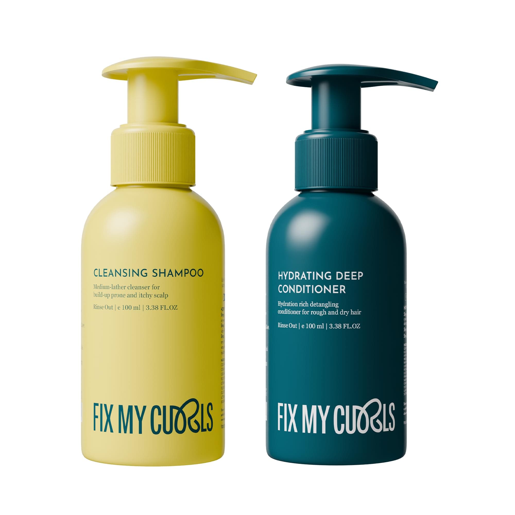 Shampoo & Condition Bundle | To Cleanse, Clarify & Hydrate Curly, Dry & Wavy Hair | Sulphate & Silicone Free|Anti-Dandruff | 3.3oz each