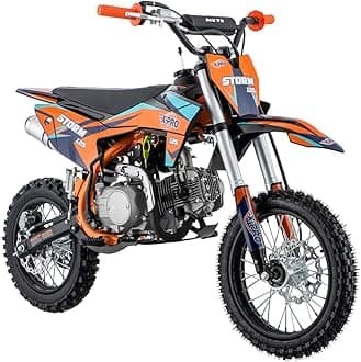 Storm 125cc Zongshen Brand Engine Dirt Bike with 4-Speed Semi-Automatic Transmission, Kick Start, Big 14"/12" Tires! (Orange)