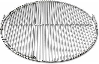 SnS Grills EasySpin Charcoal Grill Cooking Grate, 304 Stainless Steel, Large Hinged Opening, Perfect for 2-Zone Cooking, Replacement Grate Compatible with Weber & Other Grills - Fits 22” Kettles