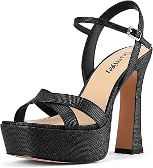 Platform Heels for Women Chunky High Heel Sandals with Ankle Strap, Open Toe Dress Shoes for Work Party Evening Wedding